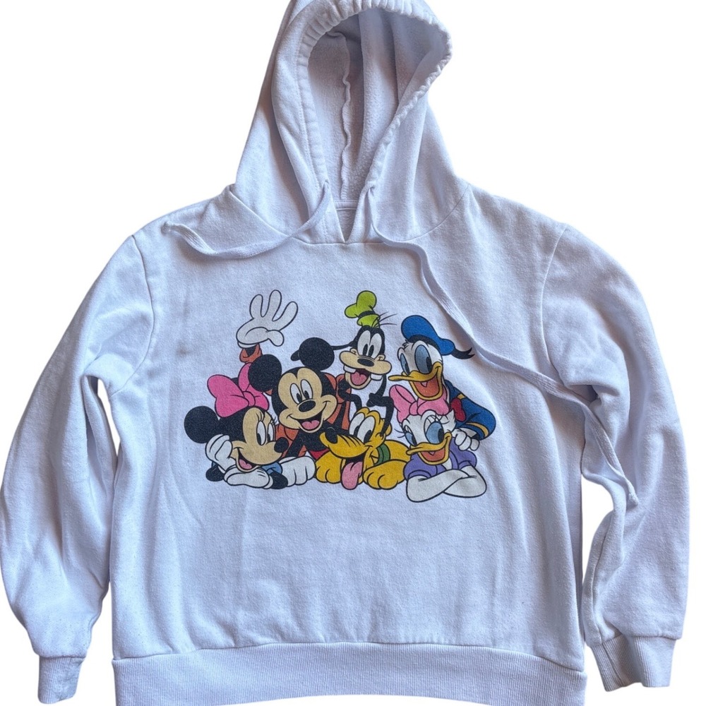 Disney Mickey Mouse and Friends Kids White Graphic Hoodie Sweatshirt Medium